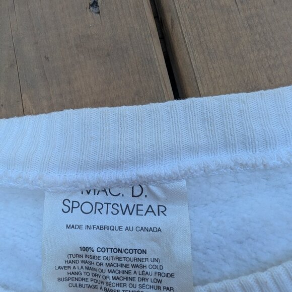 Mac.D Pullover Sweatshirt Men's XL White Fleece Media West Crew Neck Cotton - Picture 8 of 12